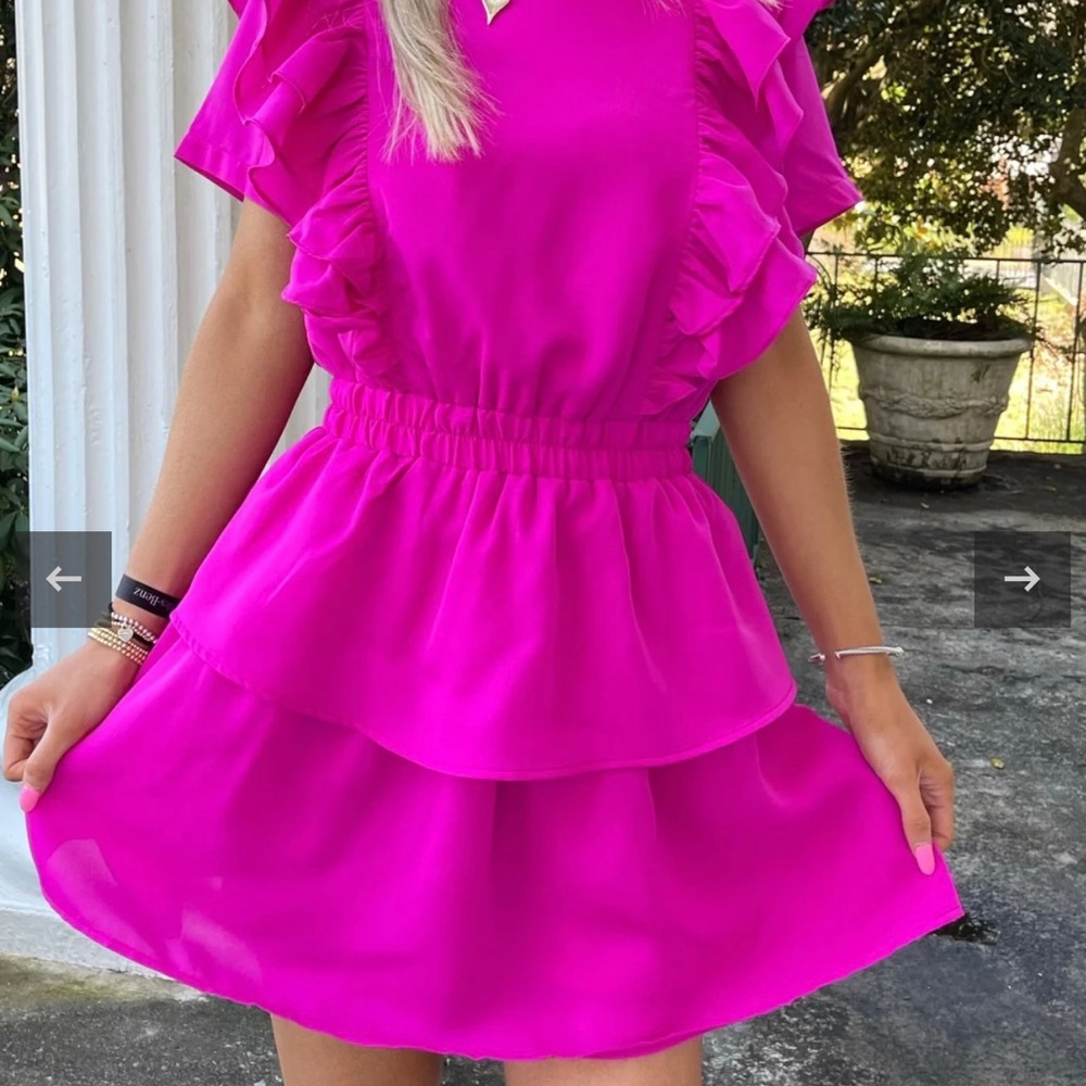 Magenta Ruffled Dress - Picture 6 of 6